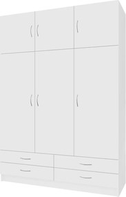 Ruhásszekrény, háromajtós, fehér, GERI NEW