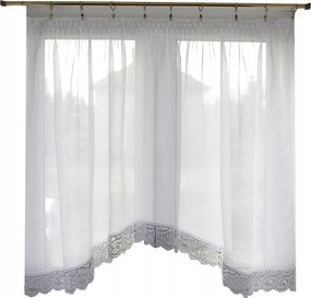 Konyhai Függöny Fátyol függöny gipiurával 10 cm Díszek 300x100 cm