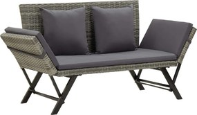 vidaXL szürke polyrattan kerti pad párnákkal 176 cm