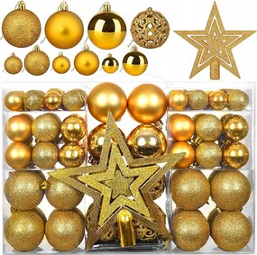 Gömbök Szett XXL Karácsonyfa Dekoráció Arany Elegáns Különböző 101 Db