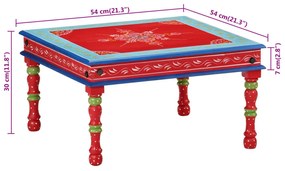 kézzel festett piros tömör mangófa dohányzóasztal