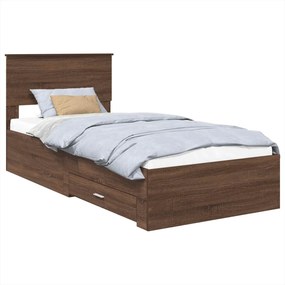vidaXL Ágykeret fejtámlával Barna tölgy és ezüst 75 x 190 cm Faanyag