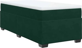 vidaXL sötétzöld bársony rugós ágy matraccal 100 x 200 cm