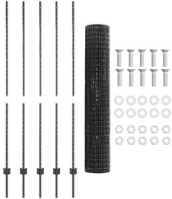 Kertkerítés Készlet 2 db Szürke Porszórt acél 10 x 1,5 m