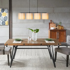 Valiz 4706 fekete-krém fém és szövet függőlámpa, 110 x 25 cm, 4 izzós
