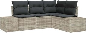 vidaXL Kerti Kanapé Szett 4 pcs Világosszürke polirattan