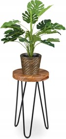 Kerek Fából készült Retro Növénytartó Állvány Fém Lábakon