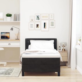 Box Spring Ágy Matraccal Fekete 90x200 cm Bársony