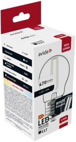 Avide LED White Filament Mini Globe 4.5W E27 WW 2700K