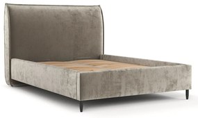 Bézs kárpitozott ágyneműtartós franciaágy ágyráccsal 180x200 cm Shell – Maison de Rêve
