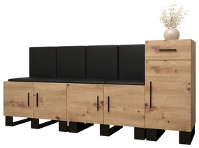 Előszobabútor Amanda 17 (artisan tölgy + fekete öko-bőr). 1086009