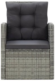 5 részes szürke kültéri polyrattan étkezőgarnitúra párnákkal
