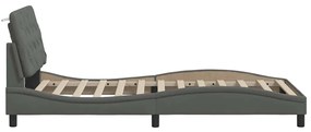sötétszürke szövet ágykeret LED-ekkel matrac nélkül 100x200 cm