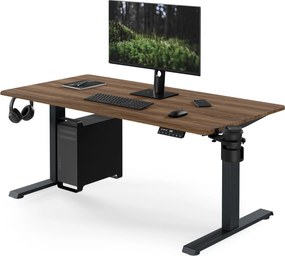 Elektromos íróasztal magasságállítással ergonomikus antracit/dió,1400x700 mm: ARIA