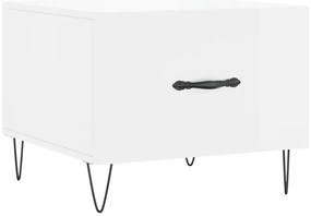 Magasfényű fehér szerelt fa dohányzóasztal 50 x 50 x 40 cm