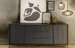 CITY Kétajtós, háromfiókos komód, fekete, laminált vázzal és előlapokkal