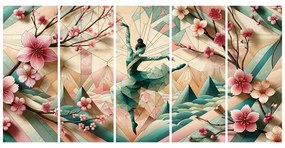 5 részes kép geometrikus balerina mozgásban