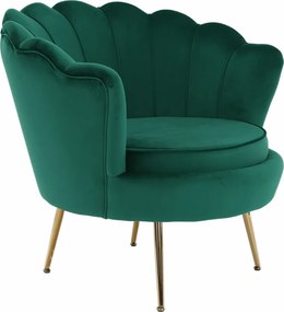 Fotel Art-deco stílusban, smaragd Velvet anyag/gold króm-arany, NOBLIN