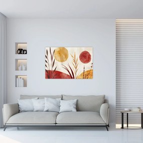 Kép - Növények és körök (90x60 cm)