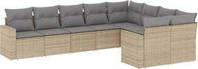 vidaXL 9 részes bézs polyrattan kerti ülőgarnitúra párnákkal