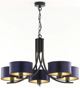 Jupiter 2101 - ARTHUR láncra akasztható csillár 5xE27/15W/230V kék/fekete