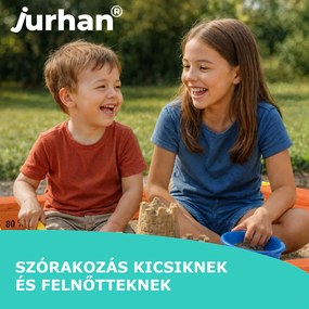 SUNNY verandás homokozó, 130x130x143cm, barna/kék Jurhan