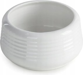 Dekorációs tál 16X8 fehér dolomitból, dombornyomott csíkokkal