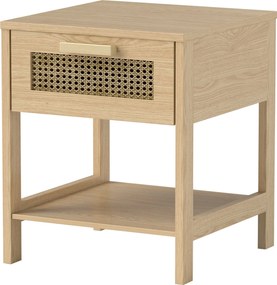 HOMCOM Éjjeli Szekrény Fiókos Asztal, Ráccsal Tervezett Kisasztal Hálószobába és nappaliba, Természetes 40 cm x 40 cm x 48.5 cm | Aosom