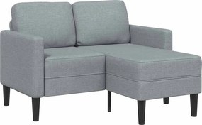 vidaXL világosszürke anyagból 2 üléses kanapé L-alakú kanapéval 125 cm