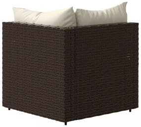 barna polyrattan kerti sarokkanapé párnákkal