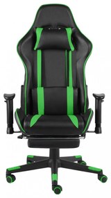 zöld PVC forgó gamer szék lábtartóval