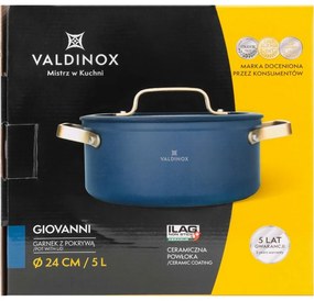 Valdinox Giovanni lábas, fedővel 24 cm, 5,0 l, 5 l
