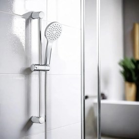 Ezüstszínű rozsdamentes acél zuhanyszett kézi tussal-tolható tartóval 60 cm No. 2 – Allstar