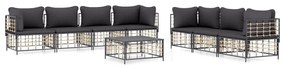 8 részes antracitszürke polyrattan kerti ülőgarnitúra párnákkal
