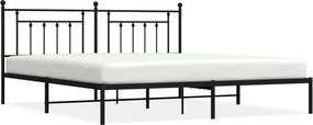 vidaXL fekete fém ágykeret fejtámlával 200 x 200 cm
