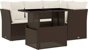 vidaXL 5 részes barna polyrattan kerti ülőgarnitúra párnával