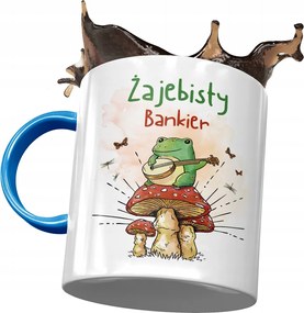 Kék Bögre Bankárnak Békás Ajándék Nyomtatott Fotóval