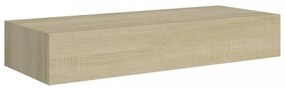 tölgyszínű MDF falra szerelhető fiókos polc 60 x 23,5 x 10 cm