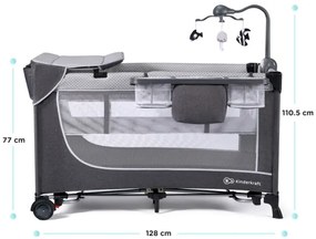 KINDERKRAFT - Utazó kiságy LEODY ezüst