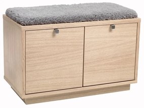 Szürke-natúr színű ülőkés cipőtartó tölgyfa dekorral Confetti – Rowico