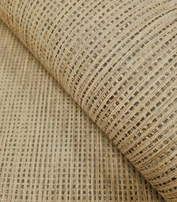 Holden Decor Textura Pique bézs-fekete fémhatású szövet hatású vlies tapéta – 66131