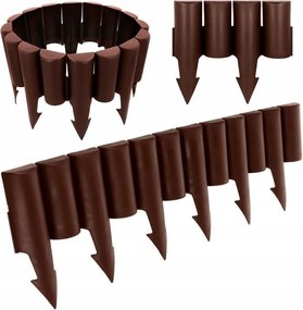 10x Kerti Paliszád Műanyag Barna Border Perem Kerítés Gyep 2,5m