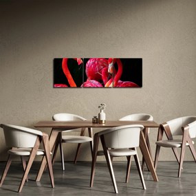 Vörös flamingók képe (órával) (90x30 cm)