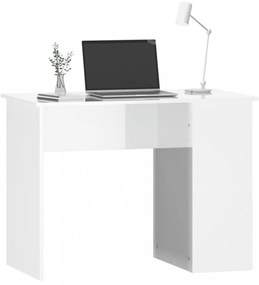 magasfényű fehér színű szerelt fa íróasztal 100x55x75 cm