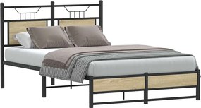 vidaXL sonoma tölgy színű szerelt fa ágykeret matrac nélkül 120x190 cm