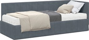 vidaXL Sarok Ágykeret Matraccal matracmal 2 pcs Szürke Bársony