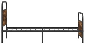 ágykeret matrac nélkül 90x200 cm füstölt tölgy fűrészelt fa