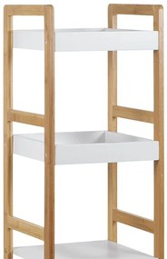 Dr-013-4 Négy Részes Tároló Állvány Bambuszból Natúr Színben, Fehér Mdf Polcokkal. Teherbírás: 12 kg