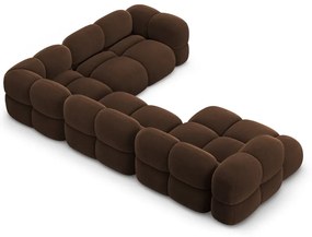 Sötétbarna bársony sarokkanapé (jobb oldali-U alakú) Loretto – Cosmopolitan Design