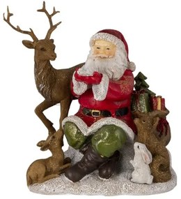 Mikulás szarvassal karácsonyi dekorfigura, 18x13x19cm